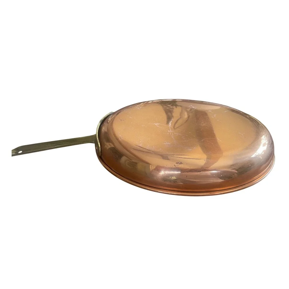 Vintage COP Made in Portugal Copper Oval Au Gratin Pan | Brass Handle | 10